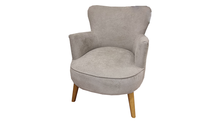 Chair in Beige with Solid Wooden Leg